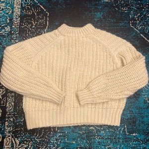 Knitted Cropped Crew Neck Sweater